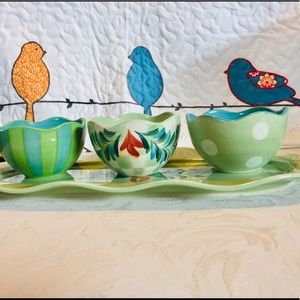 SLAH Provence Tidbit Tray & Bowls Handpainted EUC